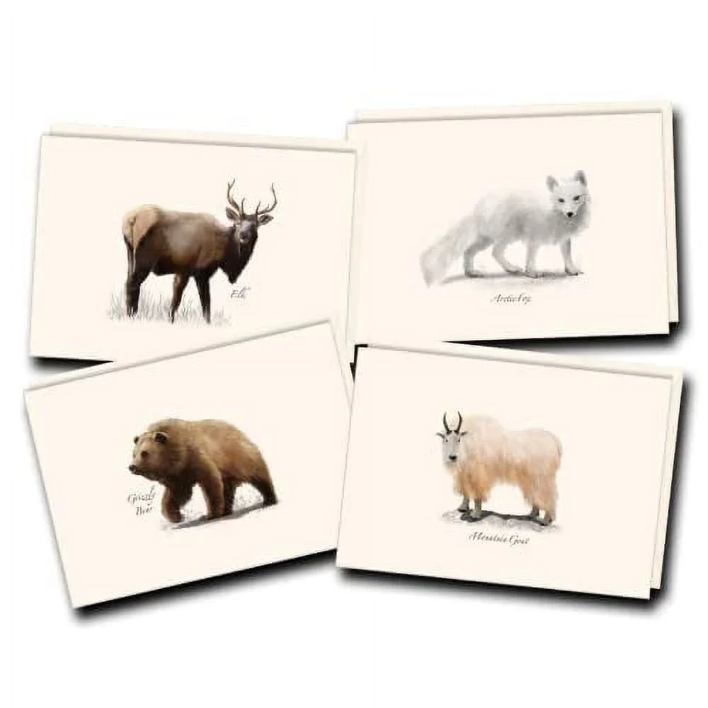 Earth Sky + Water - Western Mammal II Assortment Notecard Set - 8 Blank Cards wi